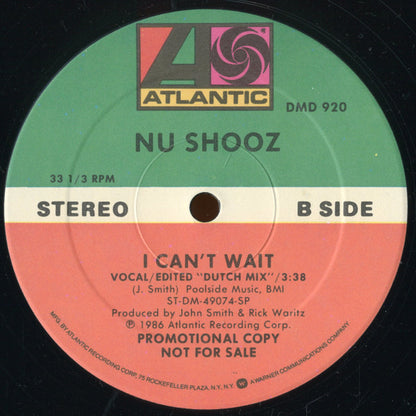 Nu Shooz : I Can't Wait (12", Promo)