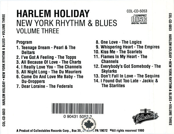 Various : Harlem Holiday : New York Rhythm & Blues Volume Three (CD, Comp)