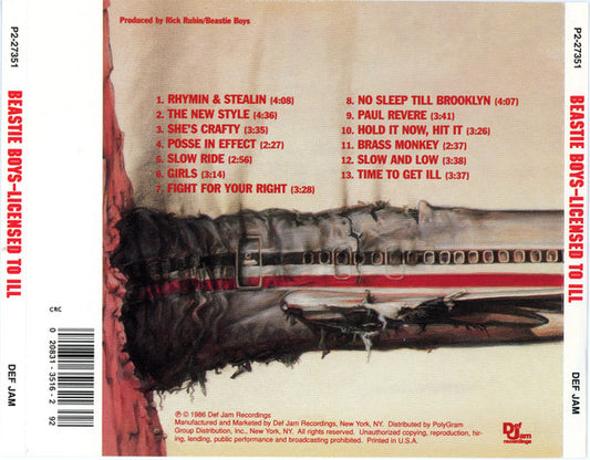 Beastie Boys : Licensed To Ill (CD, Album, Club, RE)
