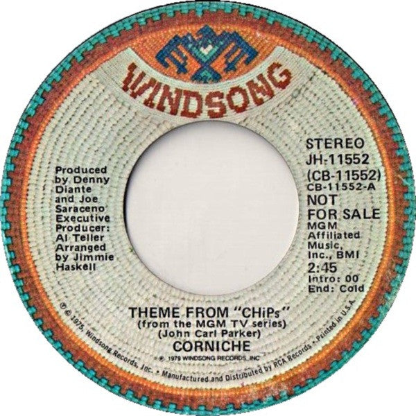 Corniche : Theme From "Chips" (7", Single, Promo, Styrene)