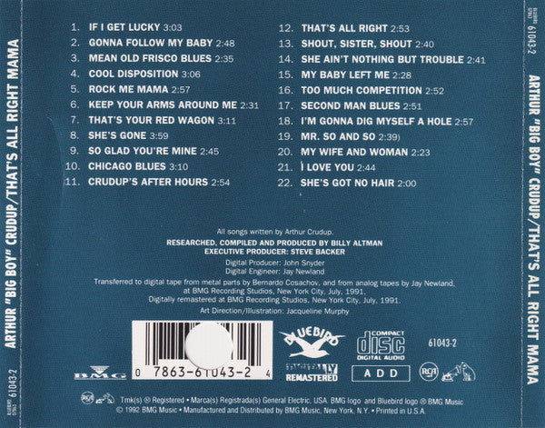 Arthur "Big Boy" Crudup : That's All Right Mama (CD, Comp, RM)