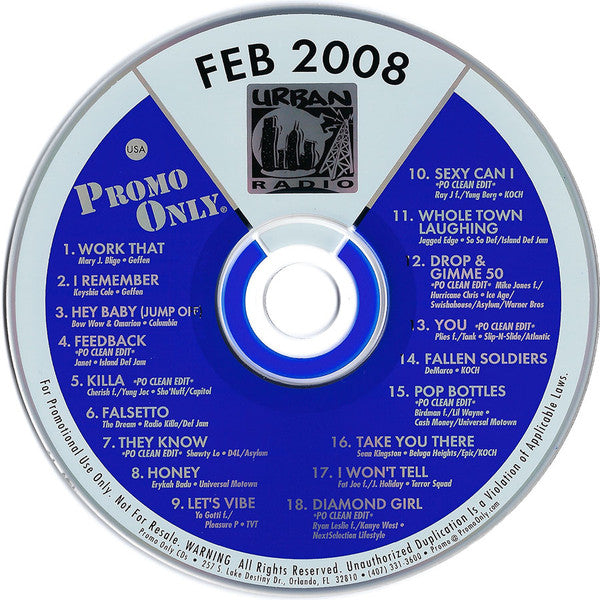Various : Promo Only Urban Radio: February 2008 (CD, Comp, Promo)