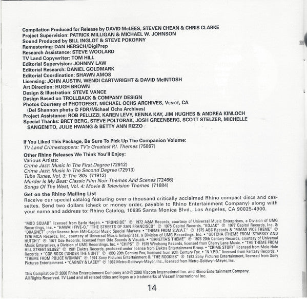 Various : Crime-Stoppers: TV's Greatest Cop Themes (CD, Comp, RM)