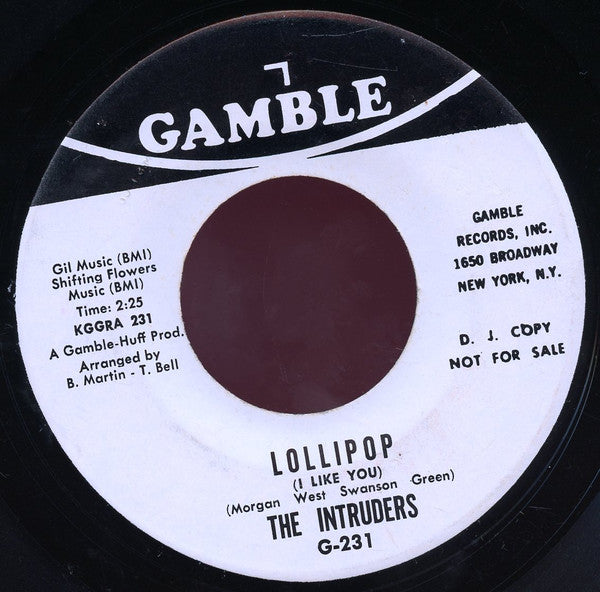The Intruders : Lollipop (I Like You) (7", Promo)