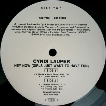 Cyndi Lauper : Hey Now (Girls Just Want To Have Fun) (12", Promo)