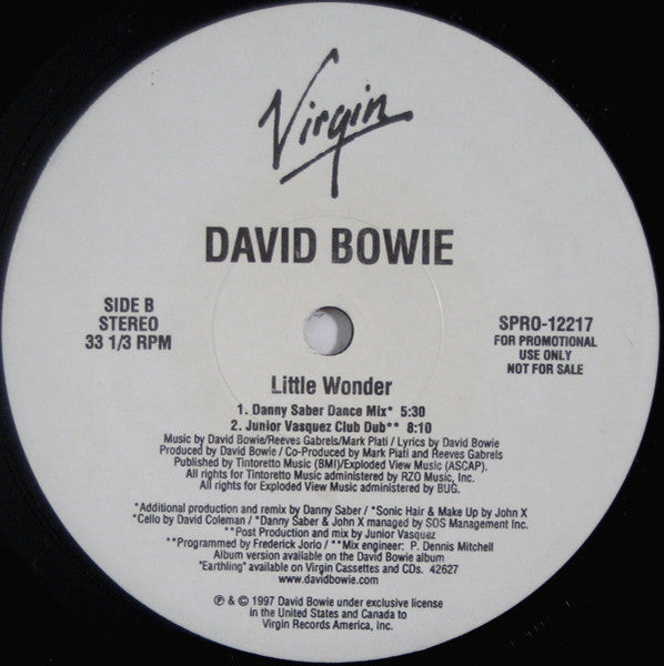 David Bowie : Little Wonder (12", Single, Promo)
