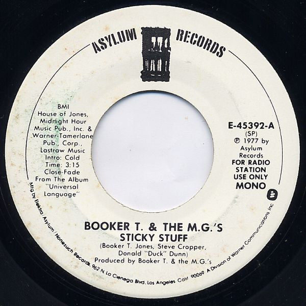 Booker T & The MG's : Sticky Stuff (7", Mono, Promo)