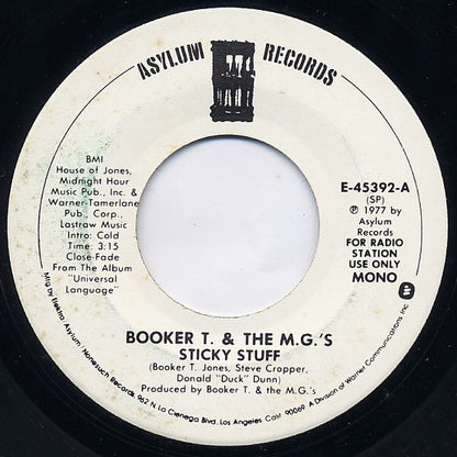 Booker T & The MG's : Sticky Stuff (7", Mono, Promo)