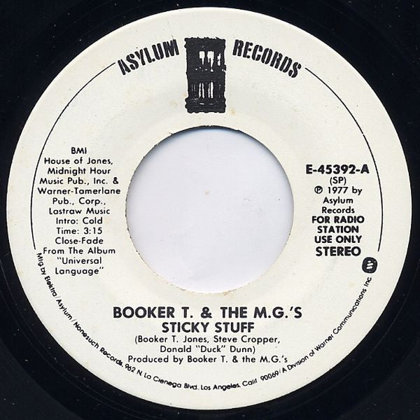 Booker T & The MG's : Sticky Stuff (7", Mono, Promo)