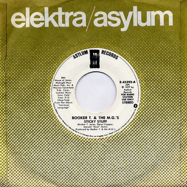 Booker T & The MG's : Sticky Stuff (7", Mono, Promo)