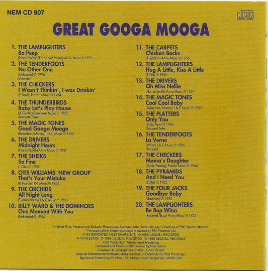 Various : Great Googa Mooga: Rhythm & Bluesin' With King - Federal - Deluxe Vocal Groups, Vol 1 (CD, Comp)