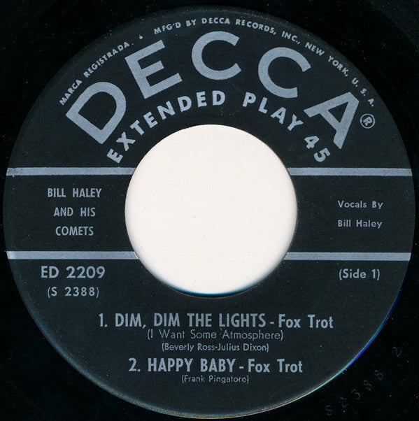 Bill Haley And His Comets : Dim, Dim The Lights (7", EP, Glo)
