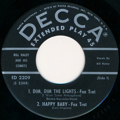 Bill Haley And His Comets : Dim, Dim The Lights (7", EP, Glo)