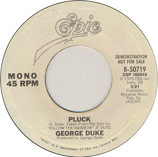 George Duke : Pluck (7", Single, Mono, Promo, Styrene)