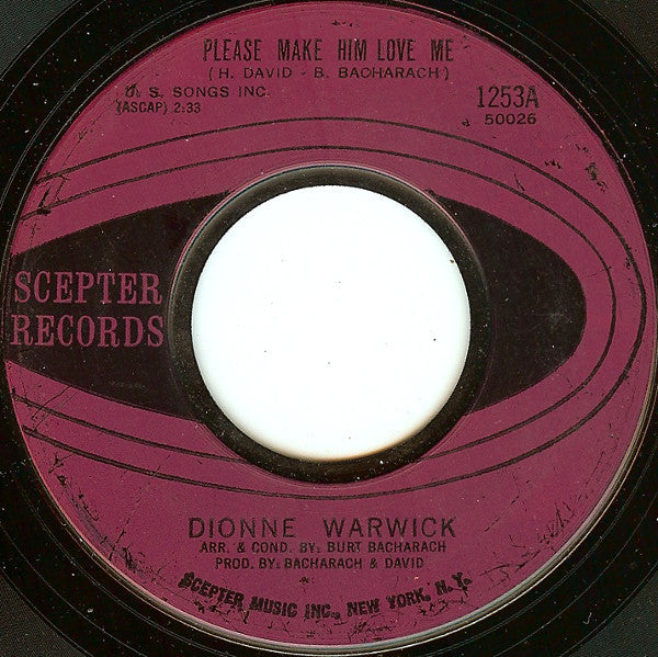 Dionne Warwick : Please Make Him Love Me / Make The Music Play (7", Styrene)