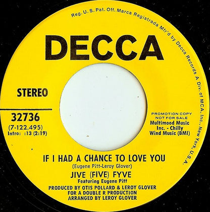 The Jive Five Featuring Eugene Pitt : I Want You To Be My Baby (7", Single, Promo)