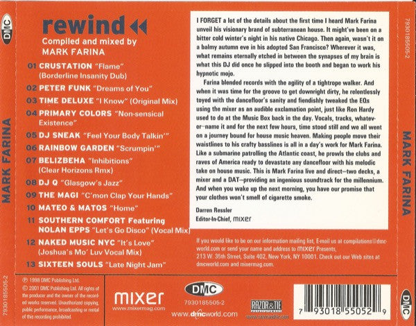 Mark Farina : Rewind (CD, Mixed, RE)
