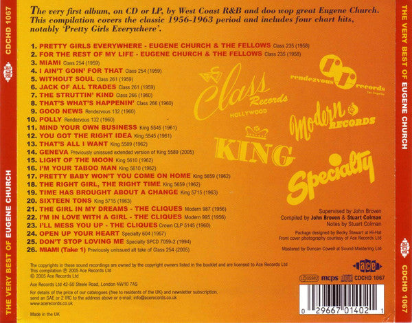 Eugene Church : The Very Best Of Eugene Church (CD, Comp)