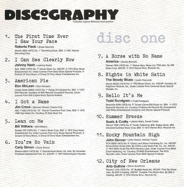 Various : Singers And Songwriters 1972-1973 (2xCD, Comp)