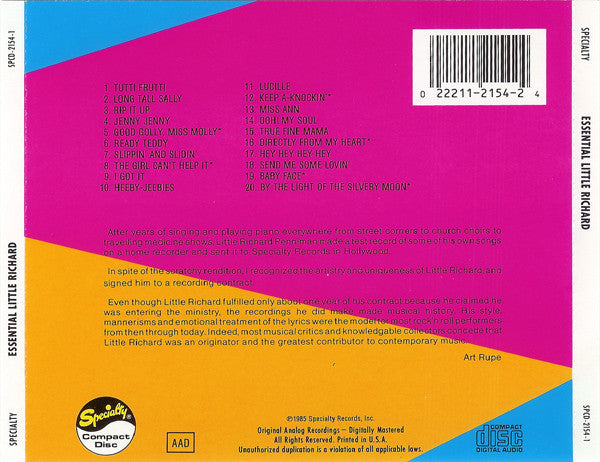 Little Richard : The Essential Little Richard (CD, Comp, RE, Dis)