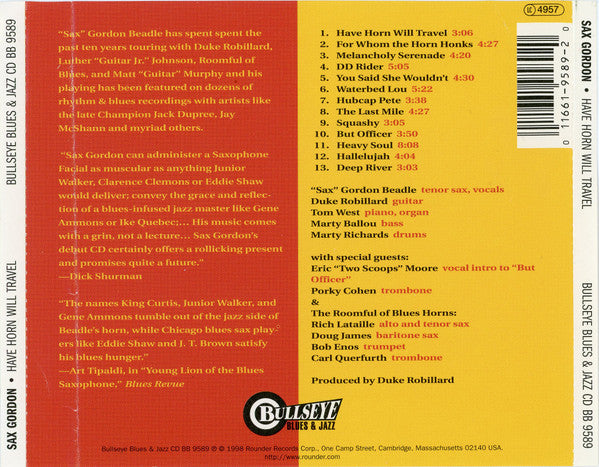 Sax Gordon : Have Horn Will Travel (CD, Album)