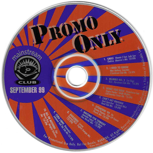 Various : Promo Only Mainstream Club: September 99 (CD, Comp, Promo)