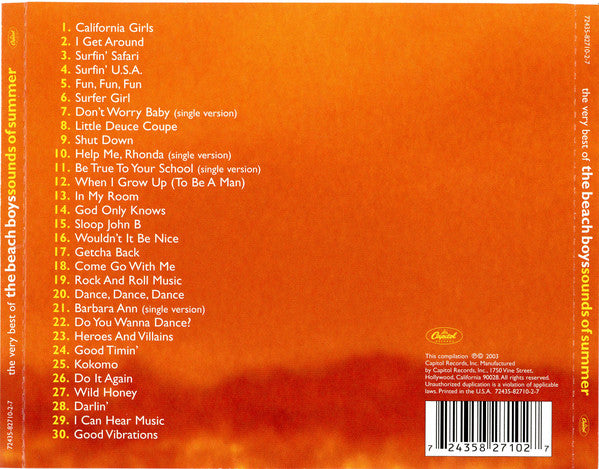 The Beach Boys : Sounds Of Summer - The Very Best Of (CD, Comp)