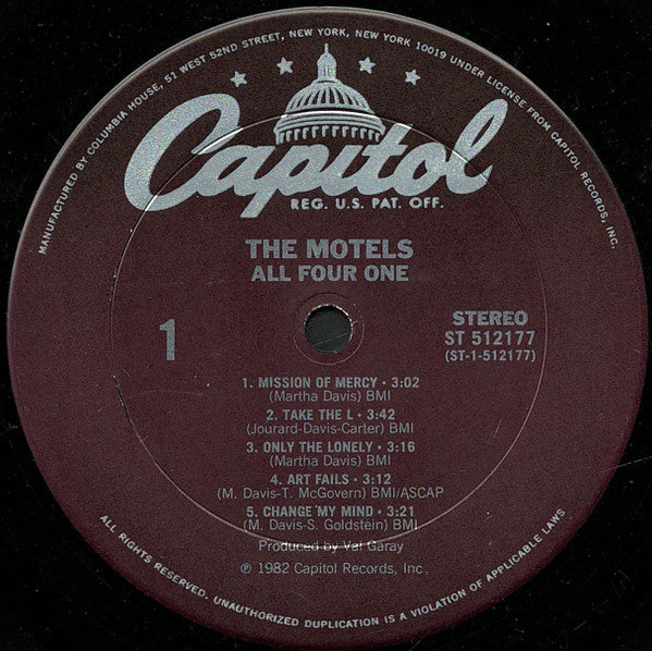 The Motels : All Four One (LP, Album, Club, Col)