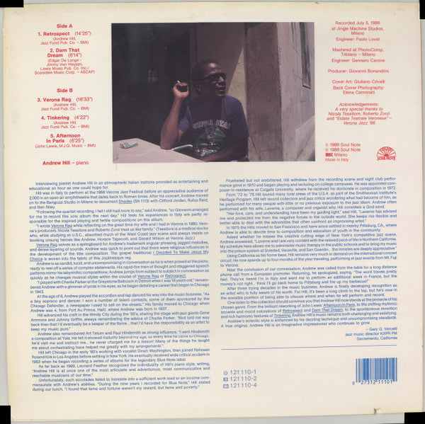 Andrew Hill : Verona Rag (LP, Album)