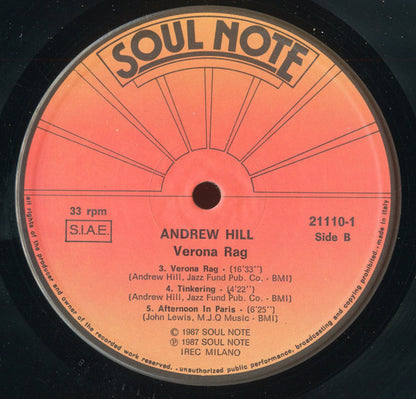Andrew Hill : Verona Rag (LP, Album)
