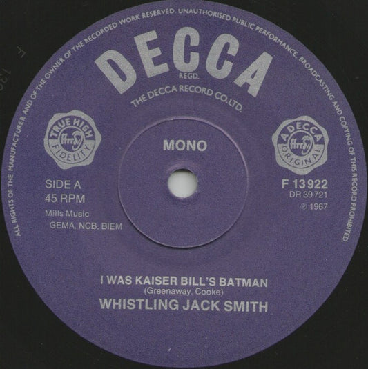Whistling Jack Smith : I Was Kaiser Bill's Batman (7", Single, RE)