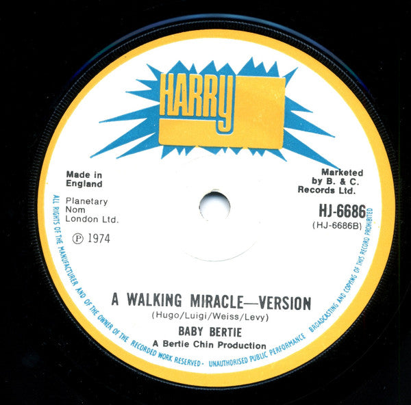 Baby Bertie : A Walking Miracle (7", Single)