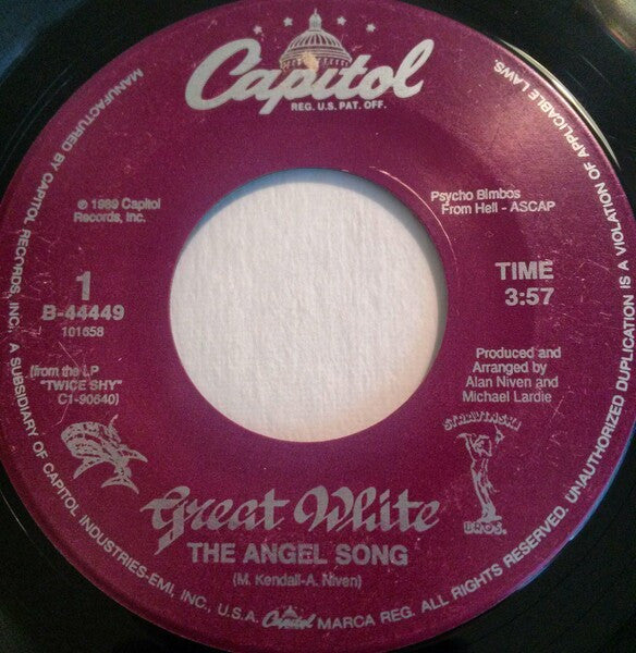 Great White : The Angel Song (7", Single, Spe)