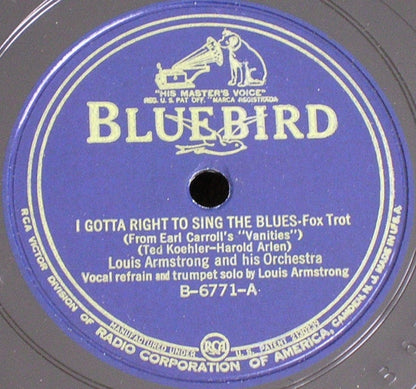 Louis Armstrong And His Orchestra : I Gotta Right To Sing The Blues / High Society (Shellac, 10")