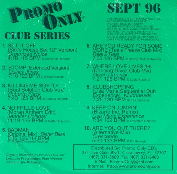 Various : Promo Only Club Series September 96 (CD, Comp, Promo)