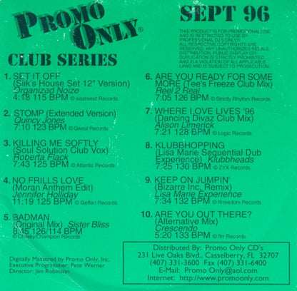 Various : Promo Only Club Series September 96 (CD, Comp, Promo)