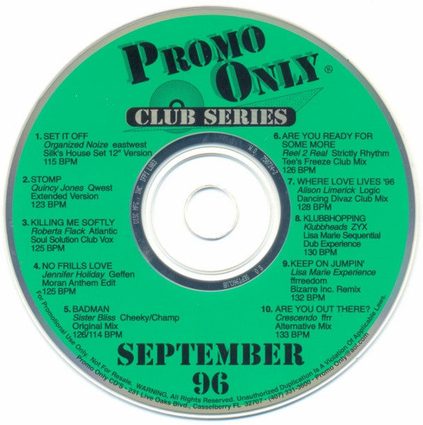 Various : Promo Only Club Series September 96 (CD, Comp, Promo)
