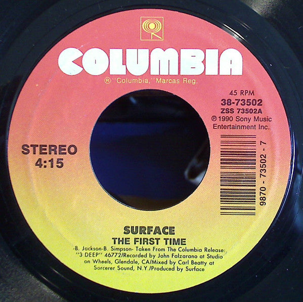 Surface : The First Time (7", Single, RE, Styrene, Car)