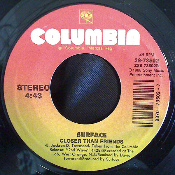 Surface : The First Time (7", Single, RE, Styrene, Car)