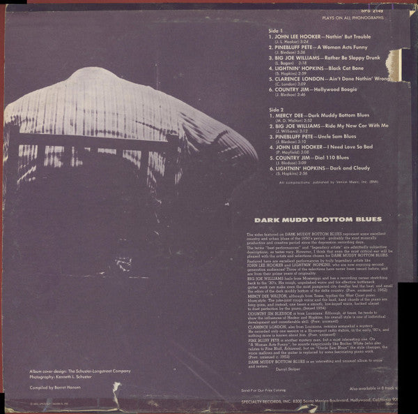 Various : Dark Muddy Bottom Blues (LP, Album, Comp)