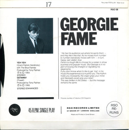 Georgie Fame : Yeh, Yeh / Getaway (7", Single)