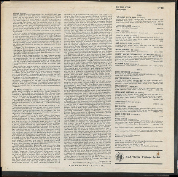 Sidney Bechet : The Blue Bechet (LP, Comp, Mono)