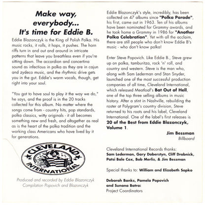 Eddie Blazonczyk's Versatones : Polkatime 20 Of The Best (CD, Comp, RP)