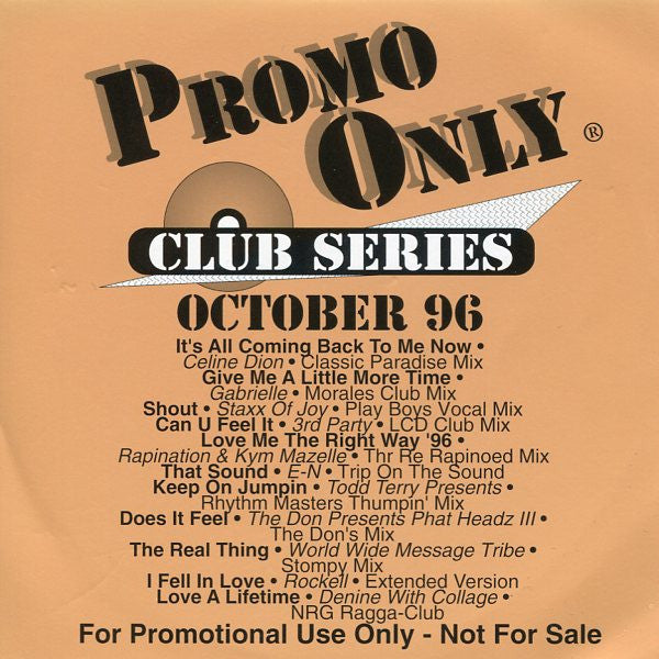 Various : Promo Only Club Series: October 96 (CD, Comp, Promo)