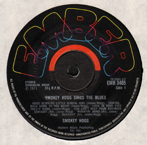 Smokey Hogg : Smokey Hogg Sings The Blues (LP, Ste)