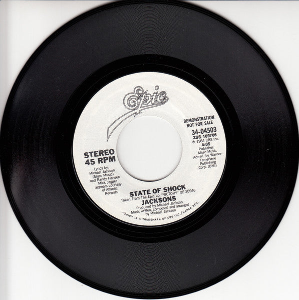 The Jacksons : State Of Shock (7", Single, Promo)