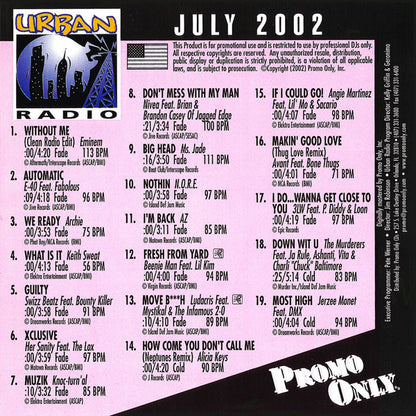 Various : Promo Only Urban Radio: July 2002 (CD, Comp, Promo)