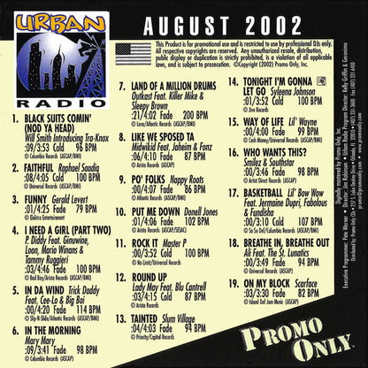 Various : Promo Only Urban Radio: August 2002 (CD, Comp, Promo)