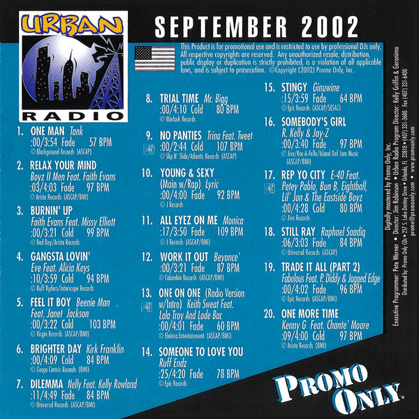 Various : Promo Only Urban Radio: September 2002 (CD, Comp, Promo)