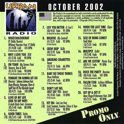 Various : Promo Only Urban Radio: October 2002 (CD, Comp, Promo)
